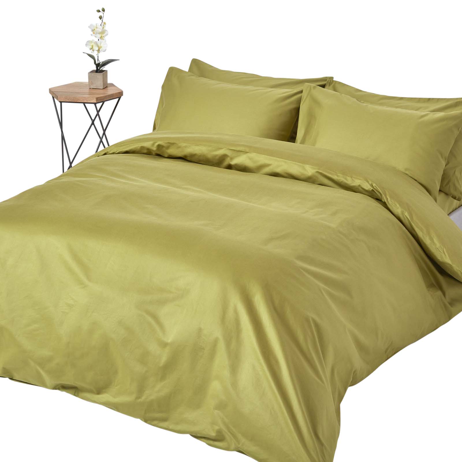 Parure De Lit Premium 230x220cm Coton Égyptien 1000tc Vert Olive Homescapes