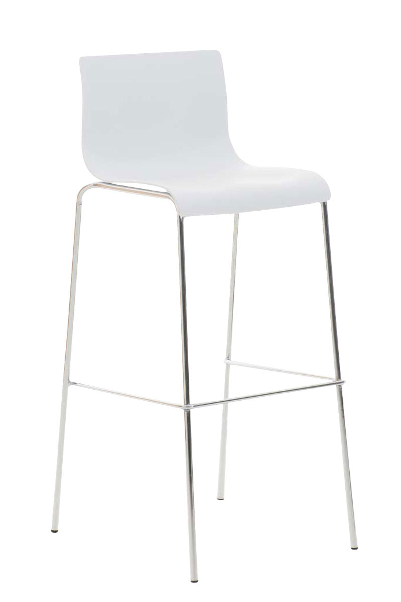 Tabouret De Bar Avec Repose-pieds Dossier Incurvé En Plastique Blanc Et 4 Pieds En 10_0004938