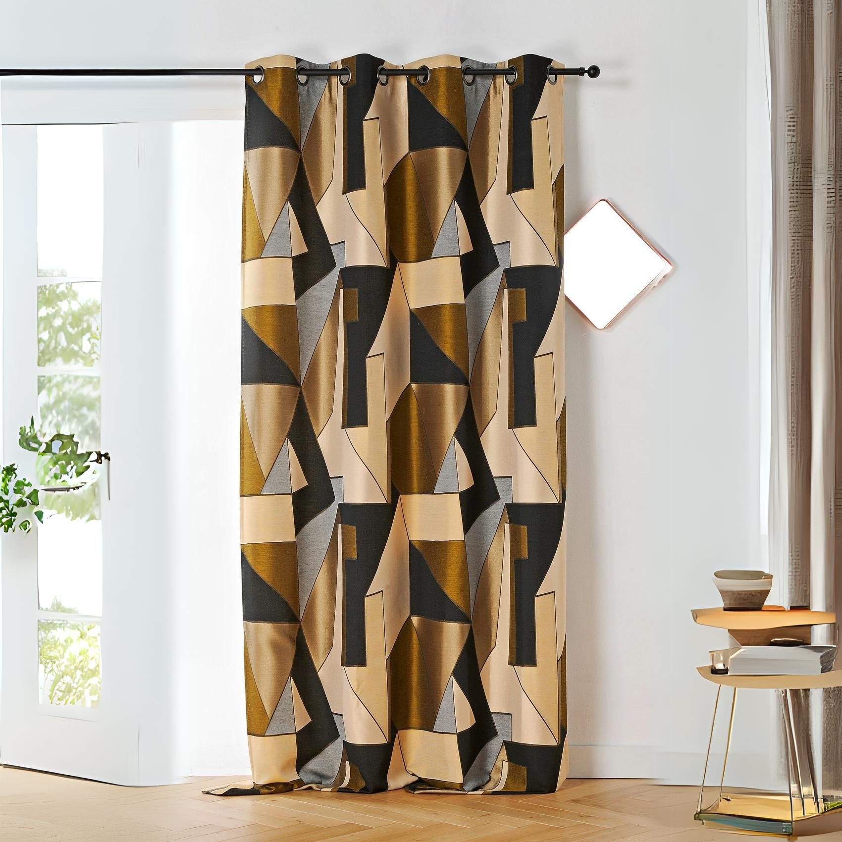 Rideau Linder Effet Graphique 135 X 260 Cm Noir 66% Polyester 34% Viscose
