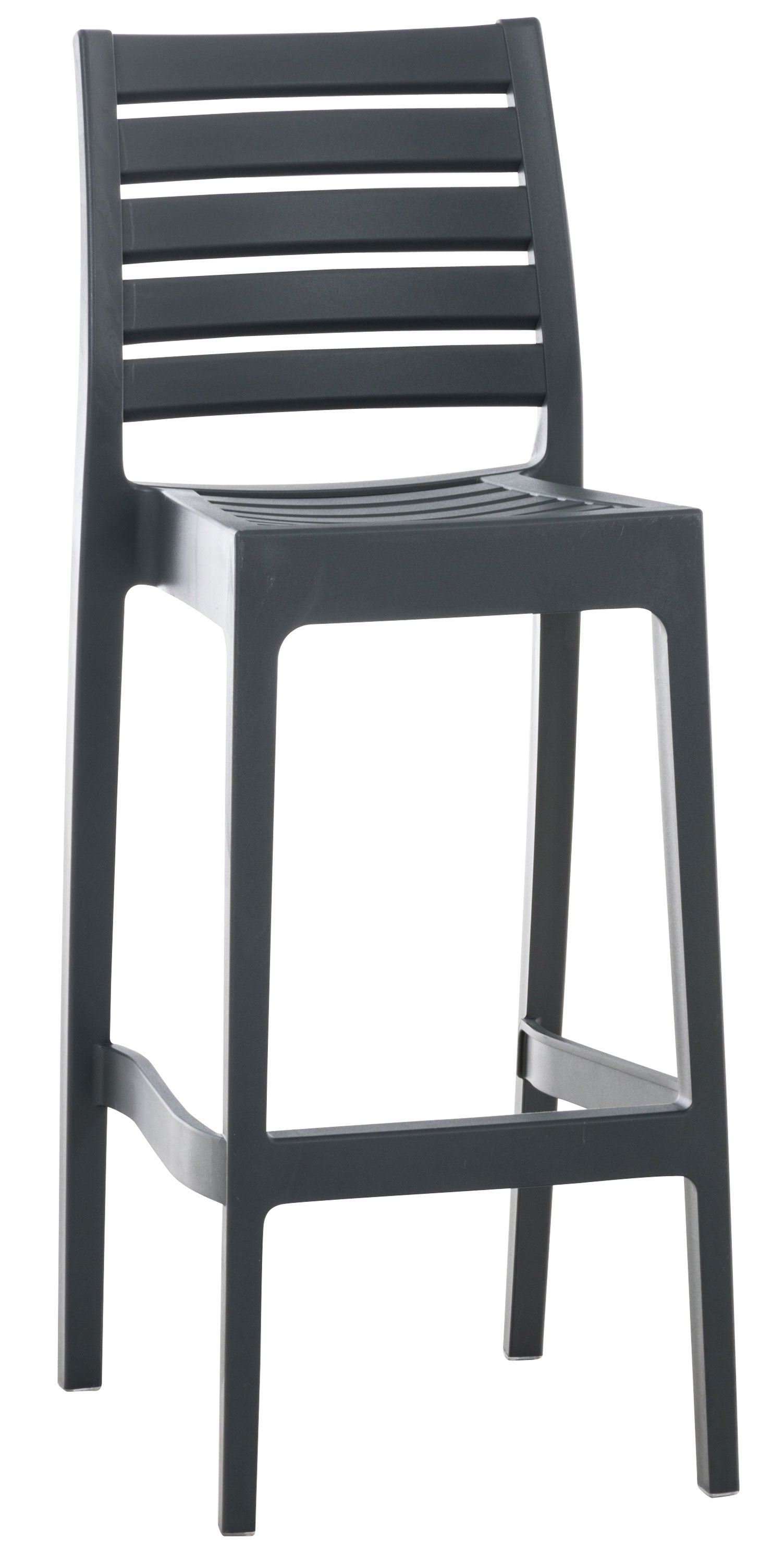 Tabouret De Bar Pour Intérieur Ou Extérieur En Plastique Gris Foncé Empilable Avec Repose-pieds 10_mdj10230