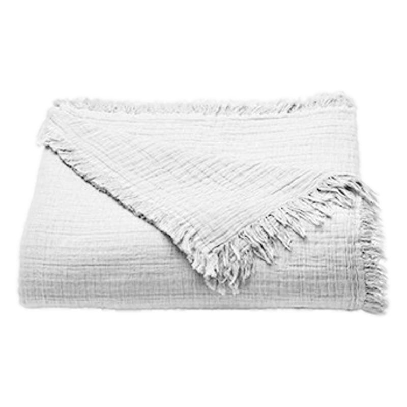 Couvre Lit À Franges "brehat" Gaze De Coton Stonewashed Toison D'or