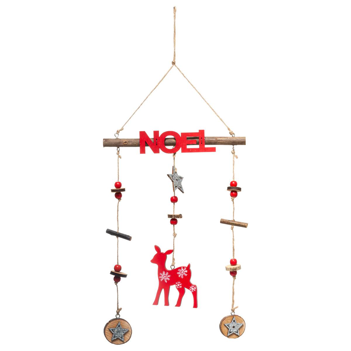 Suspension Bois Mobile Noël 38 Cm - Feeric Lights & Christmas