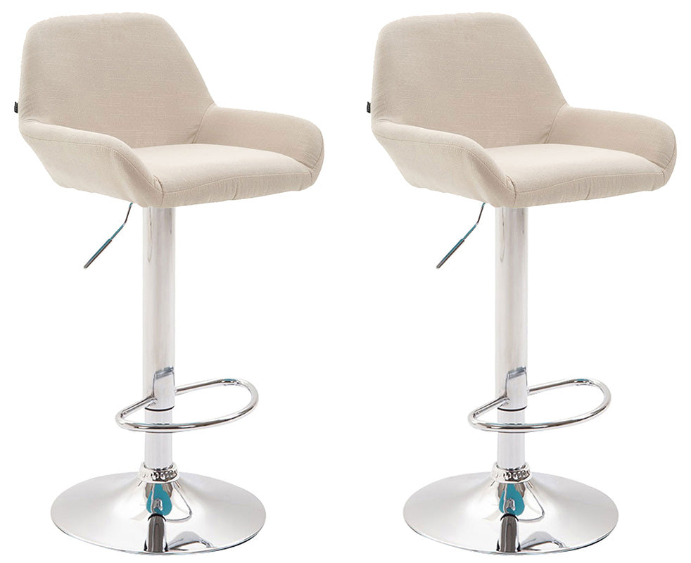 Lot De 2 Tabourets De Bar Repose-pieds En Forme D'arc En Métal Chromé Assise 10_0004039