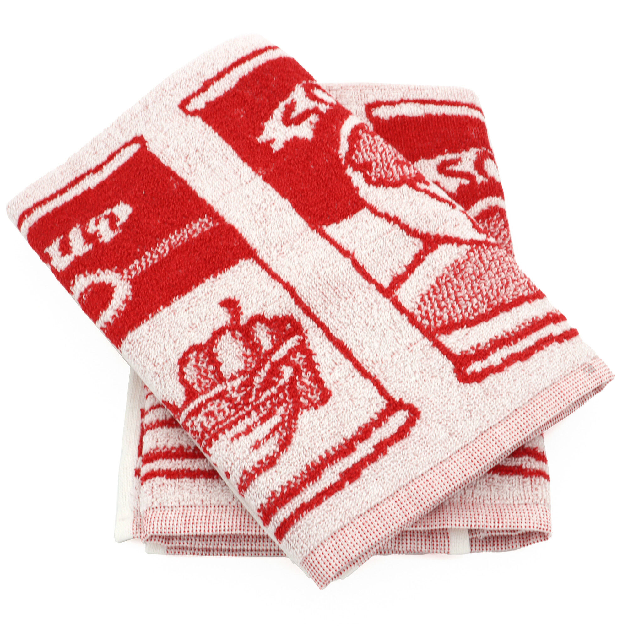 Lot De 2 Torchons De Cuisine Éponge 50x50 Cm Coton Soup Rouge