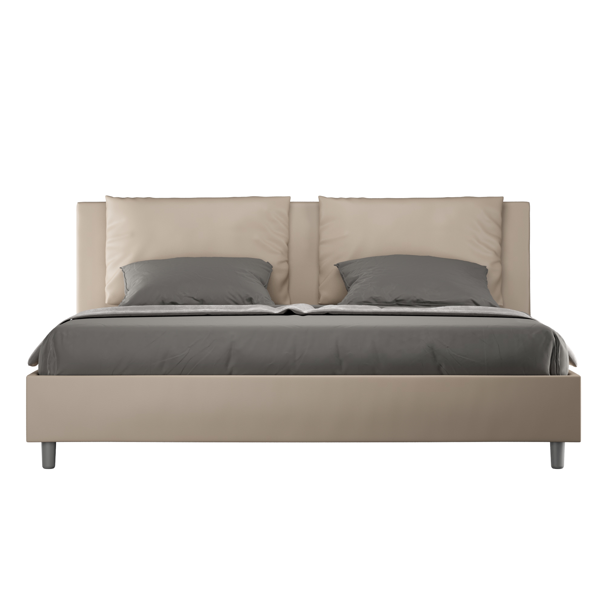 Lit King Size Sans Sommier Rembourré 200x210 Similicuir Taupe Antea