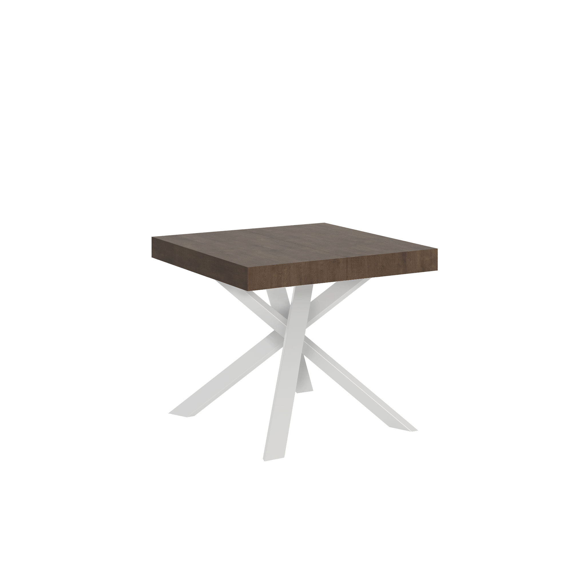 Table Extensible 90/194x90 Cm Clerk Noyer Pieds Blancs