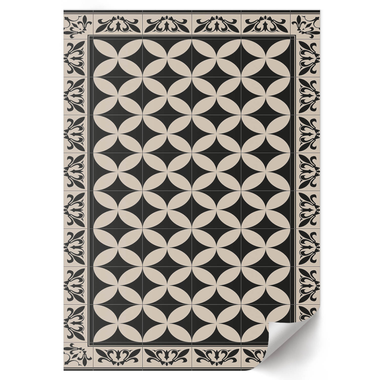 Tapis Vinyle Moderne Noir Pour Chambre D'enfant 60x90 Cm