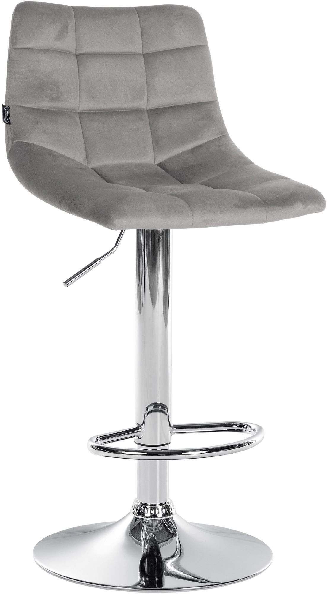 Tabouret De Bar Jerry Velours Chrome Gris