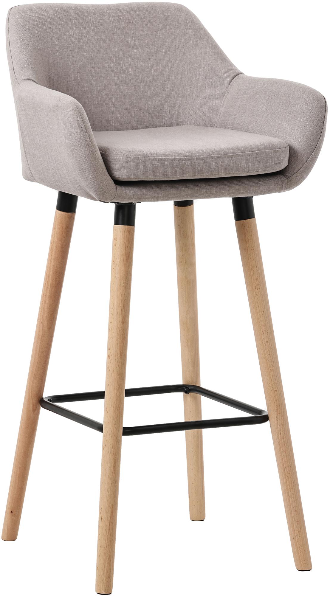 Tabouret De Bar Lounge X1 Design Scandinave Assise En Tissu Taupe Pieds En Bois 10_0004916