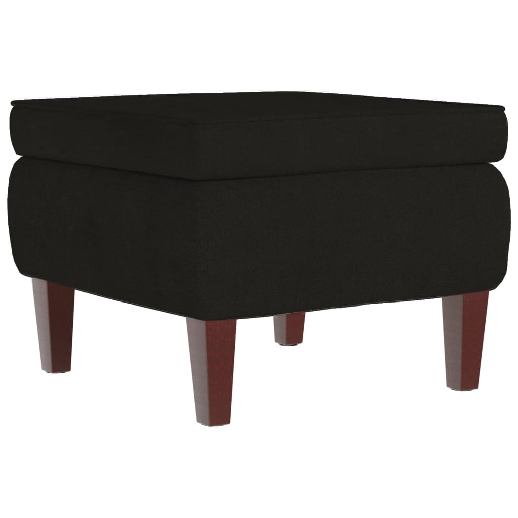 Tabouret Assise Repose-pied Avec Pieds En Bois Assise Confortable En Velours Noir Dec026314