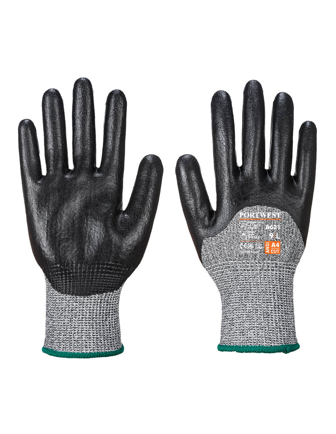 Gant Mousse Nitrile Anticoupure, Enduit 3/4 Couleur: Noir Taille S - Portwest