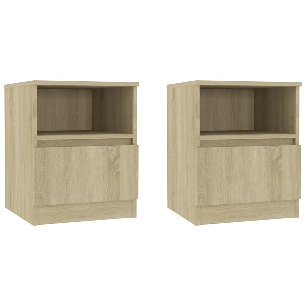 Lot De 2 Tables De Chevet Avec Tiroir Et Étagère 40 X 40 X Dec035268