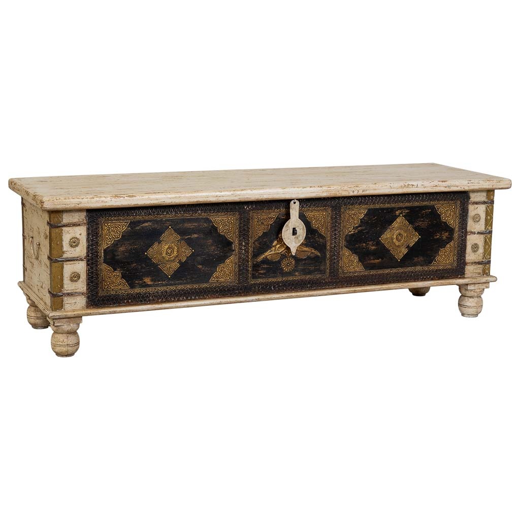 Coffre En Bois Beige Fait Main, 150x45x45 Cm (hauteur)