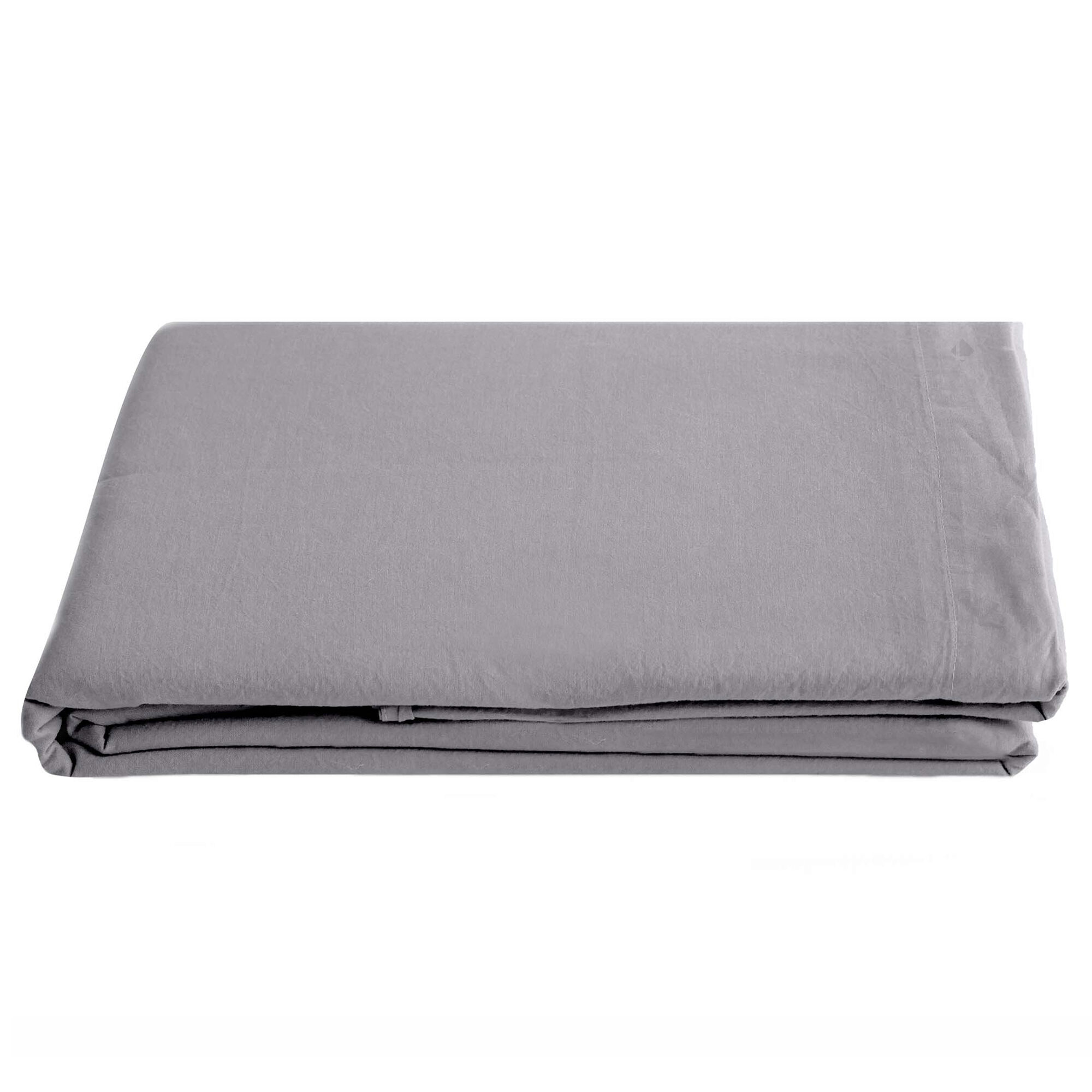 Drap Plat Palace Pur Coton Lavé 240x290 Cm Uni Gris Acier