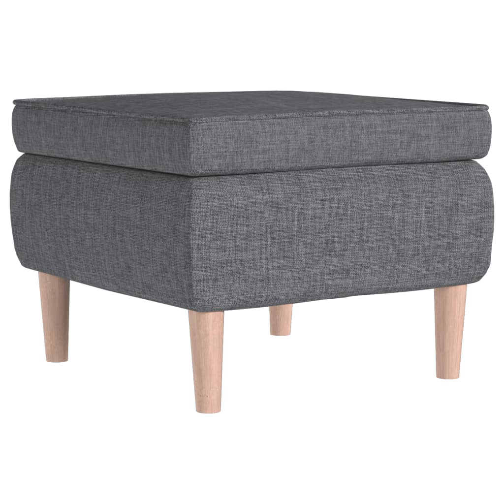 Tabouret Assise Repose-pieds Avec Pieds En Bois Et Tissu Gris Clair Dec026300