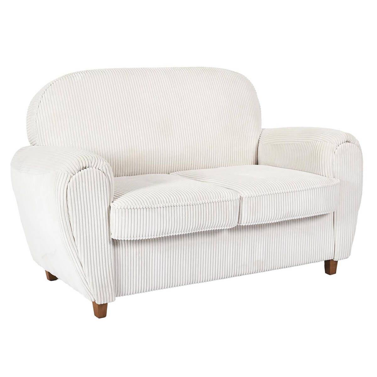 Gandy - Canapé Club 2 Places Tissu Velours Côtelé Beige