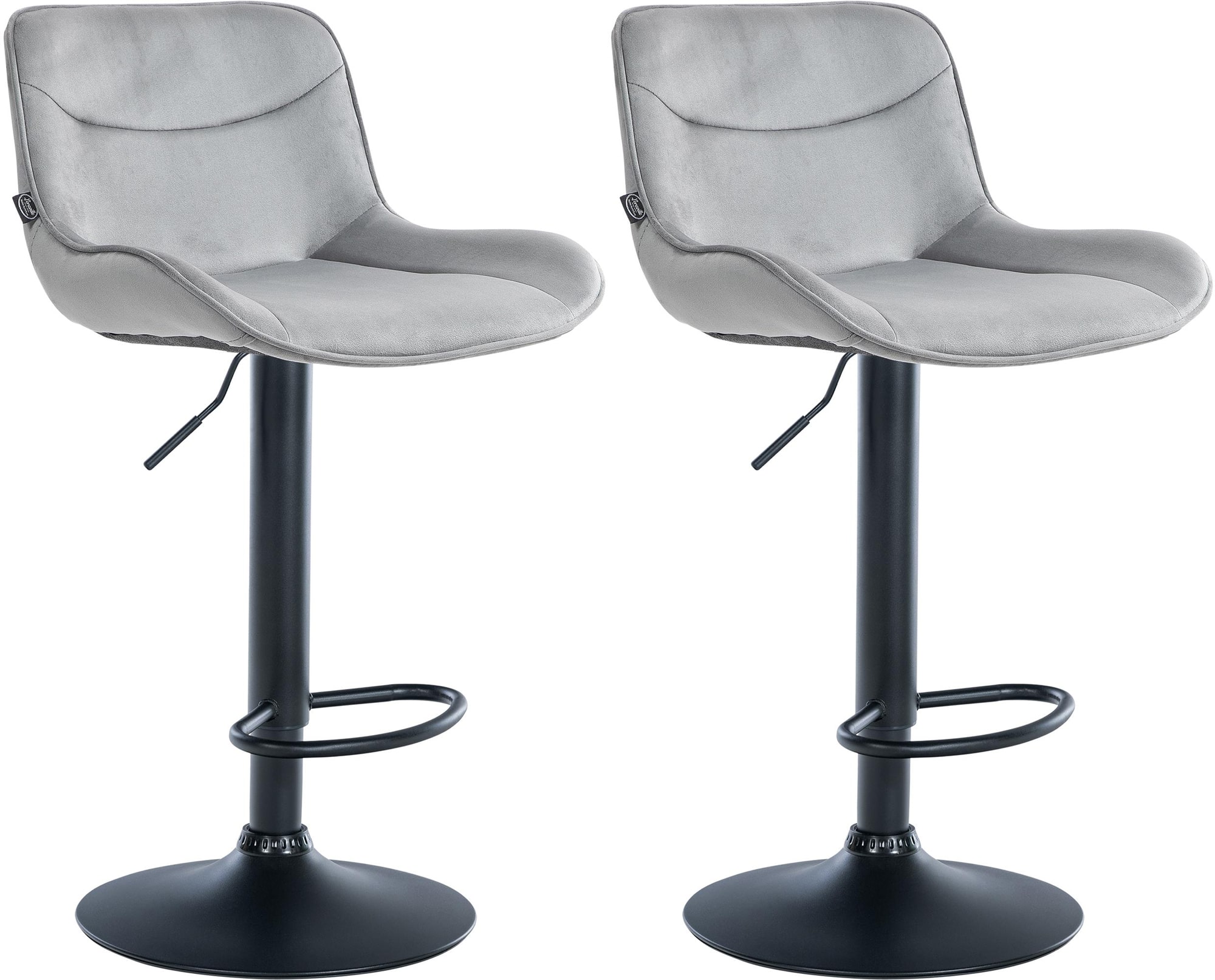 Lot De 2 Tabourets De Bar Vonore Velours Noir Gris