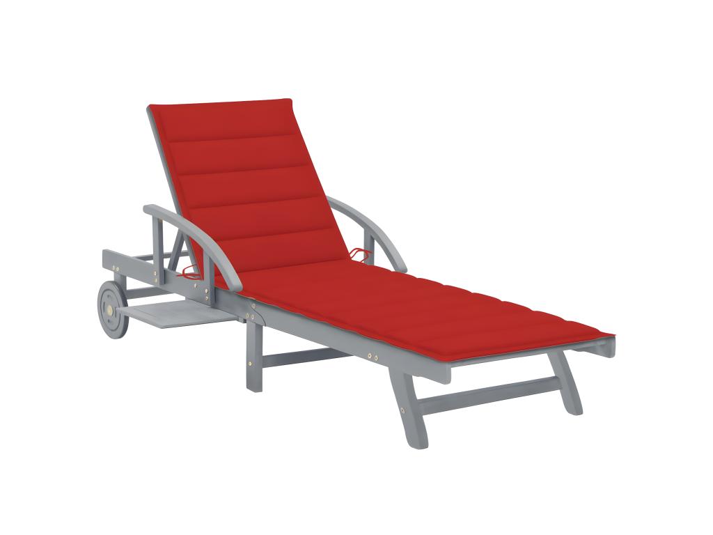 Transat Chaise Longue Bain De Soleil Lit De Jardin Terrasse Meuble D'extérieur Avec Coussin Bois D'acacia Solide 02_0012