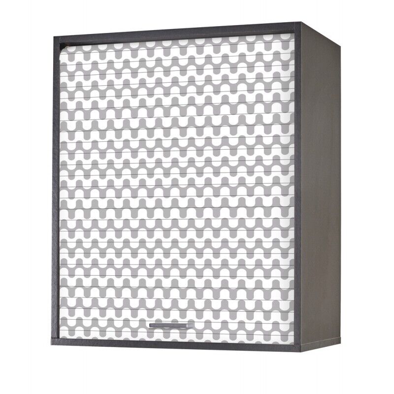 Meuble Haut Cuisine Beaux Meubles Pas Chers 810 60 X 72 X 35 Cm Noir Rideau Vagues Grises Mélaminé