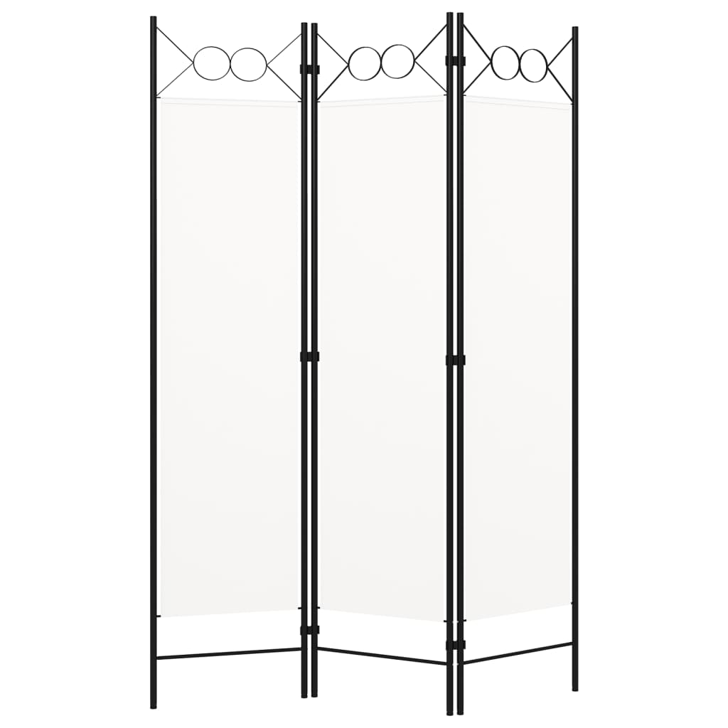 Paravent Séparateur De Pièce Cloison 3 Panneaux 120 X 180 Cm Tissu Blanc Et Dec030735