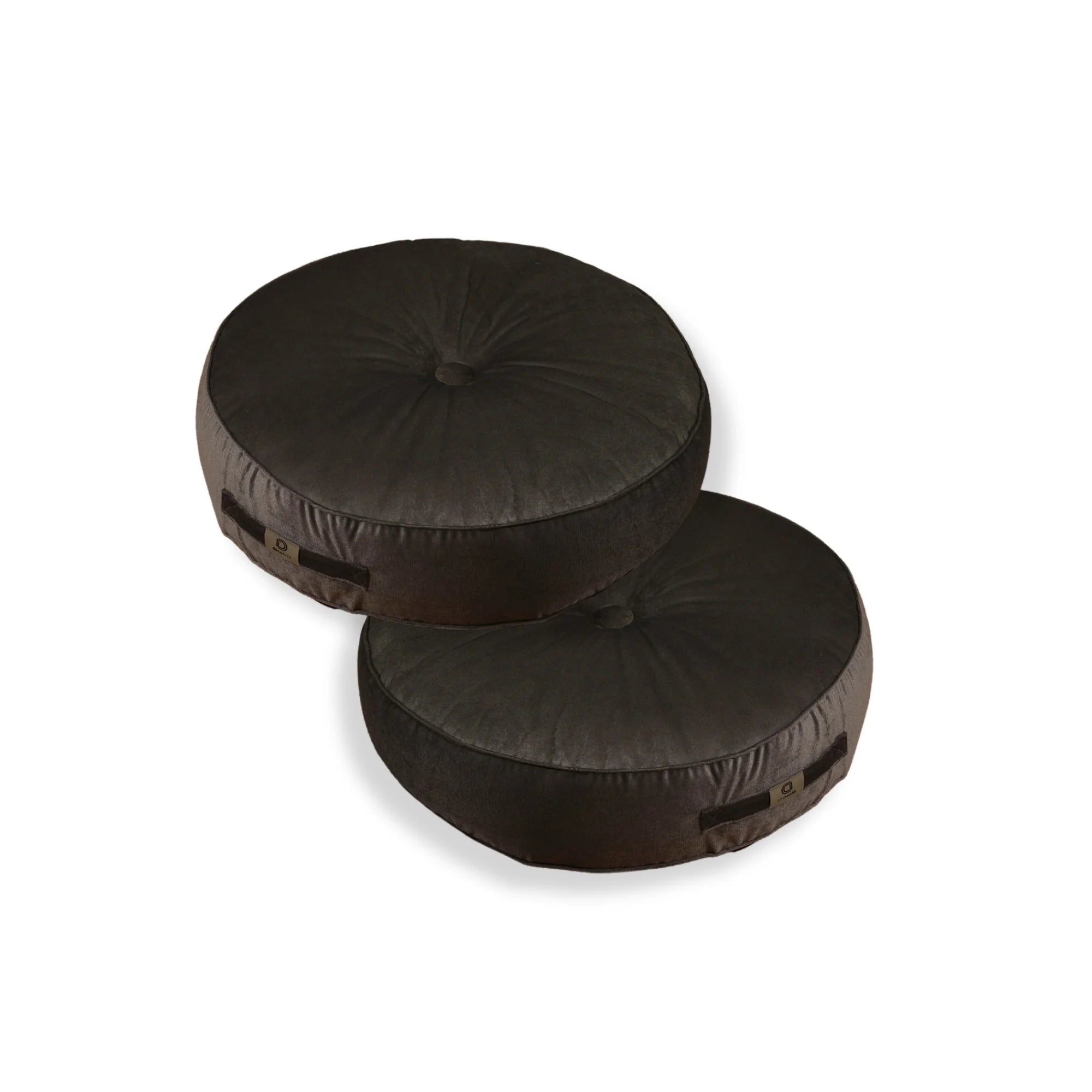 Pouf En Velours Diamètre 50 Ensemble De 2 - Gris Foncé