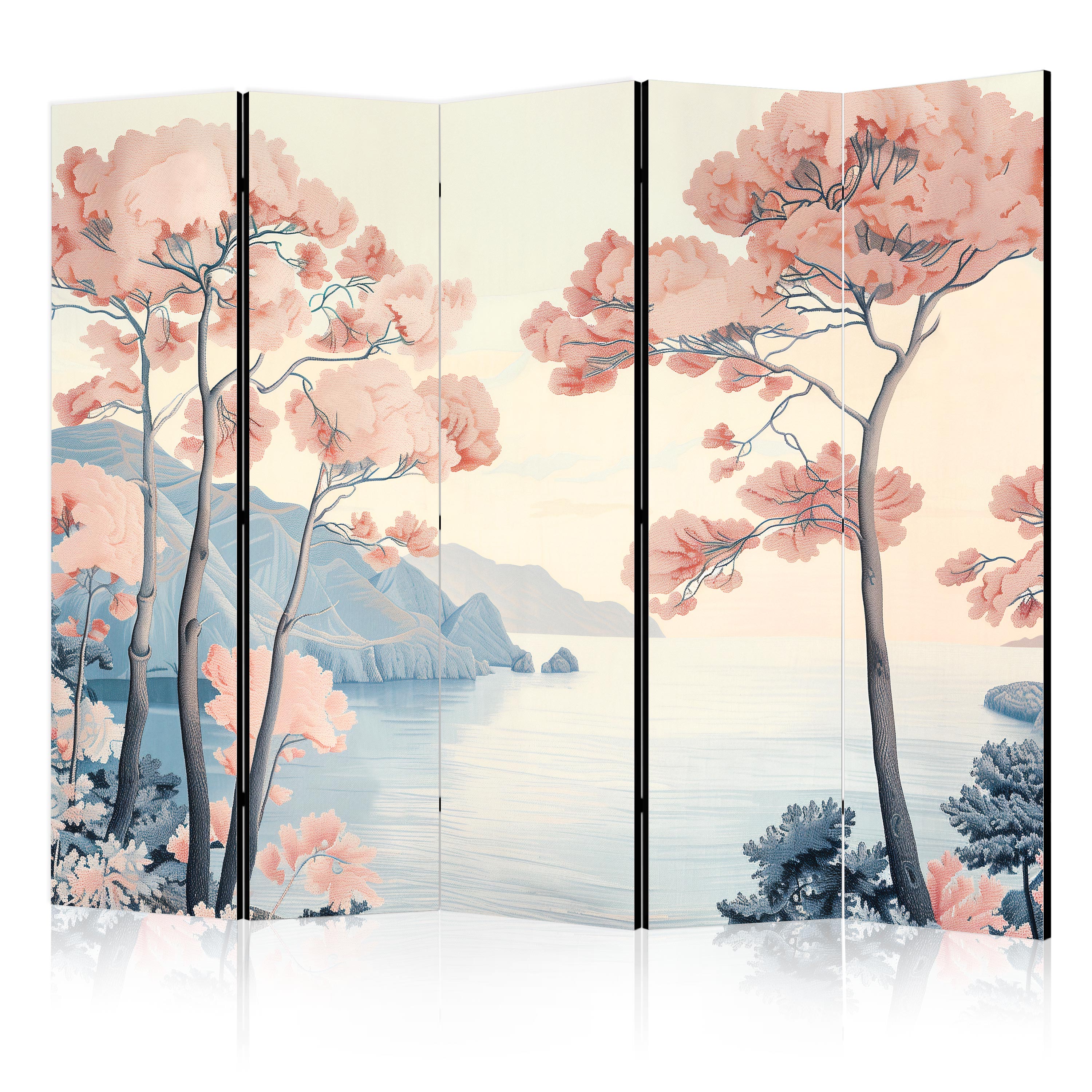 Paravent -et Arbres Aux Teintes Roses Délicates 225x172