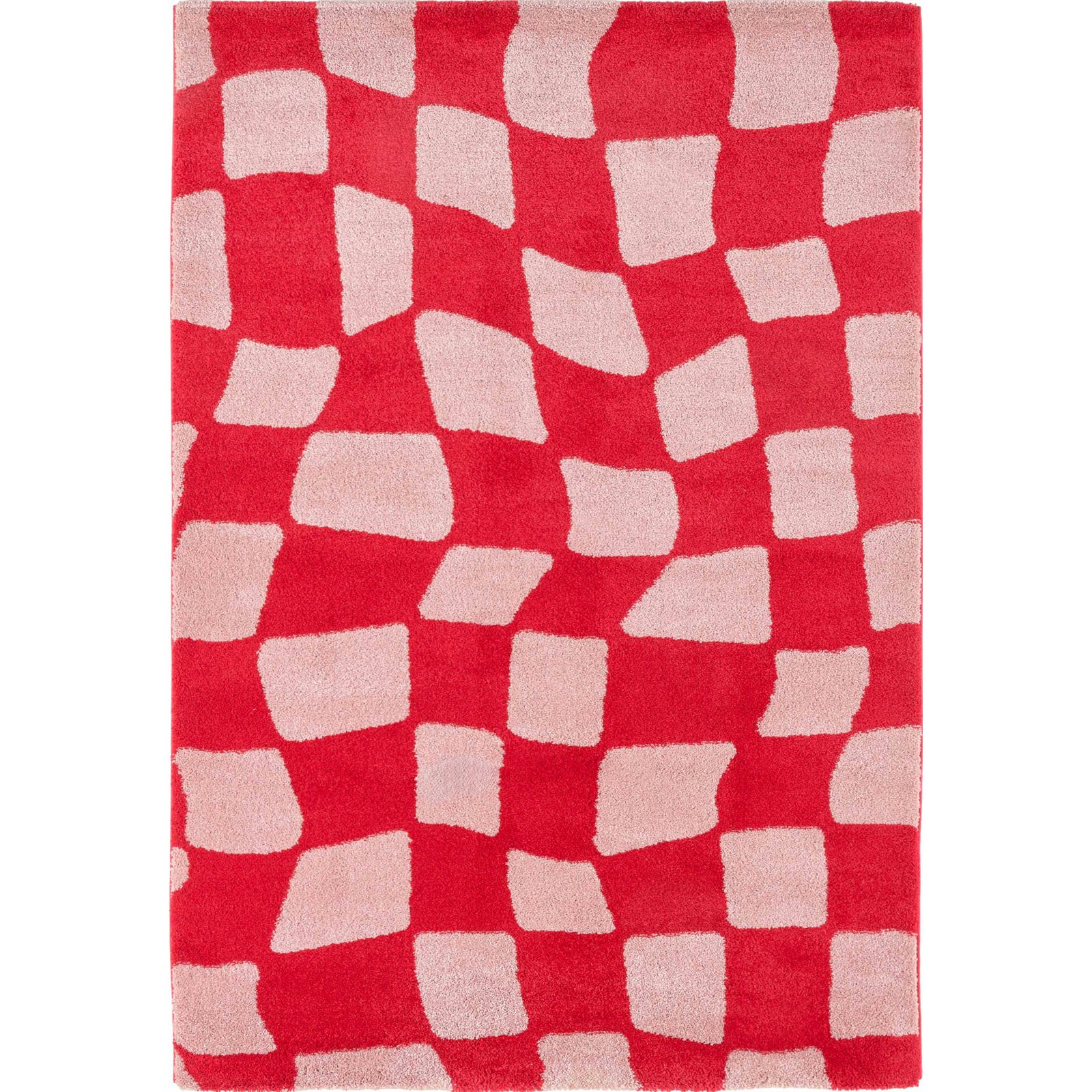 Tapis Rouge Moderne À Poils Longs Doux Intérieur - 80 X 140 Cm