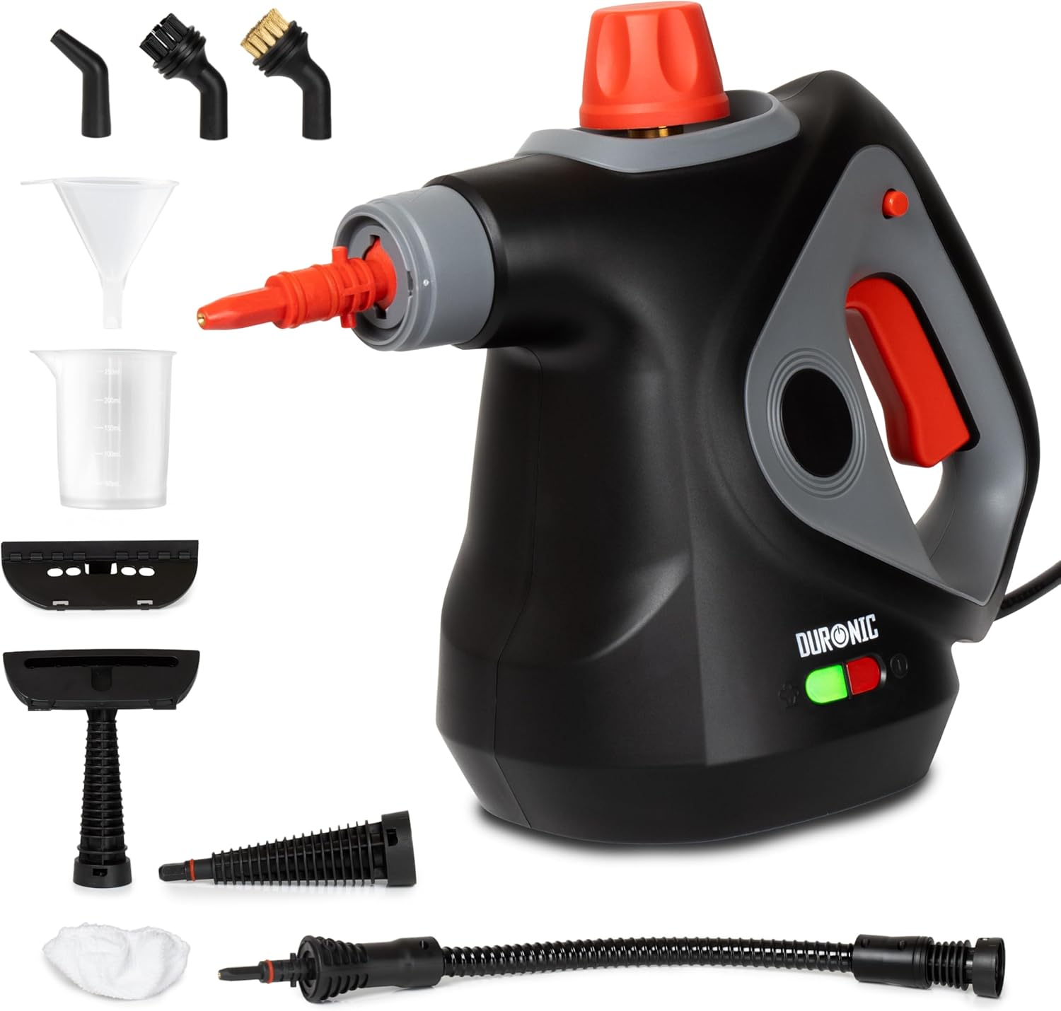 Duronic Sc32 Bk Nettoyeur Vapeur À Main 1050w Réservoir De 350 Ml Nettoyage À La Vapeur Pour Tissus Canapé Joints Douche