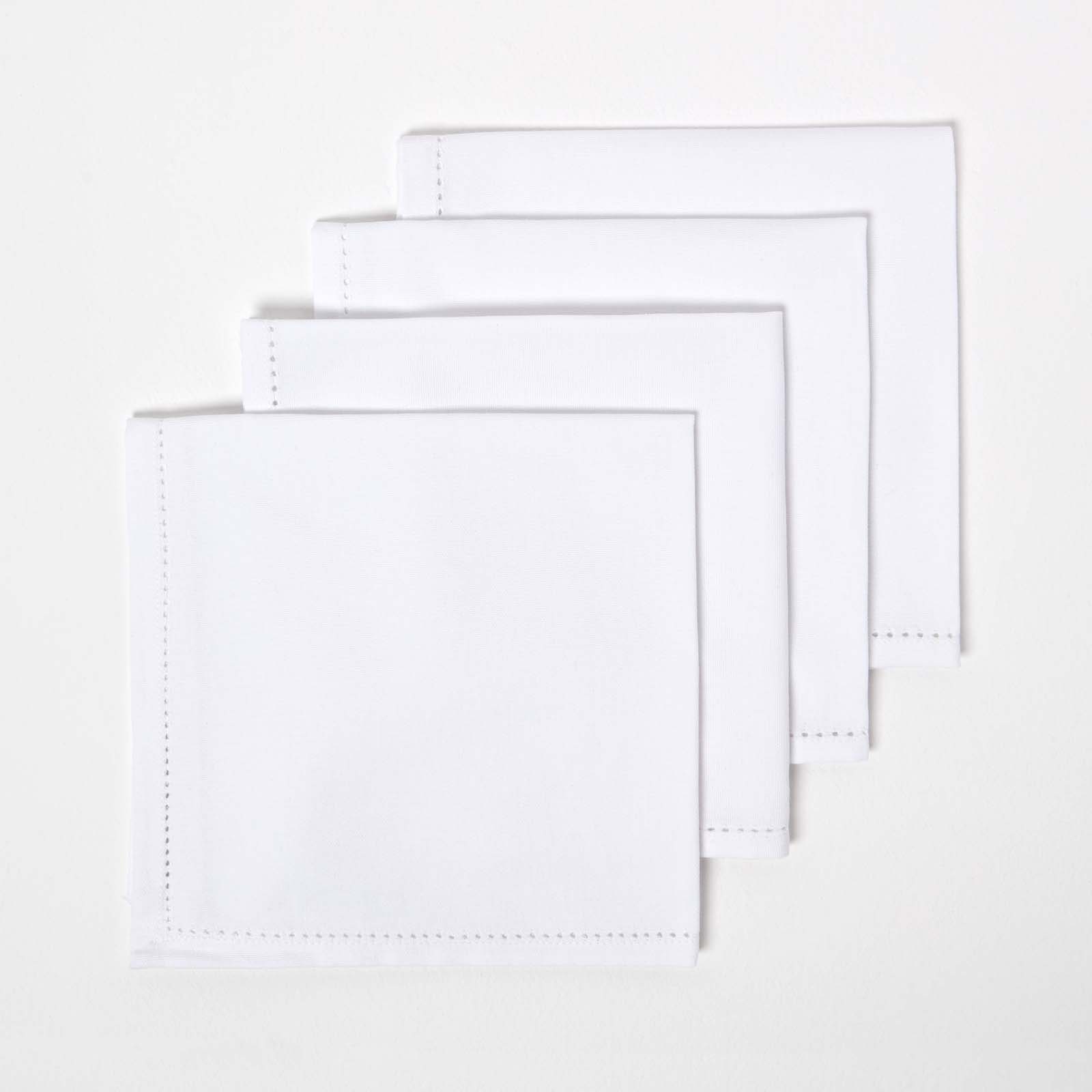Serviettes De Table Lot De 4 En Coton Blanc - Homescapes