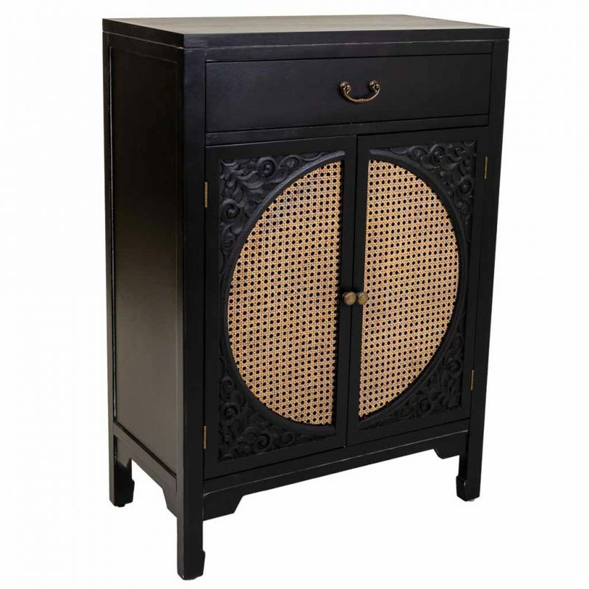 Meuble D'entrée Avec Tiroirs Alexandra House Living Noir Rotin Bois D'épicéa Bois Mdf 36 X 100 X 70 Cm