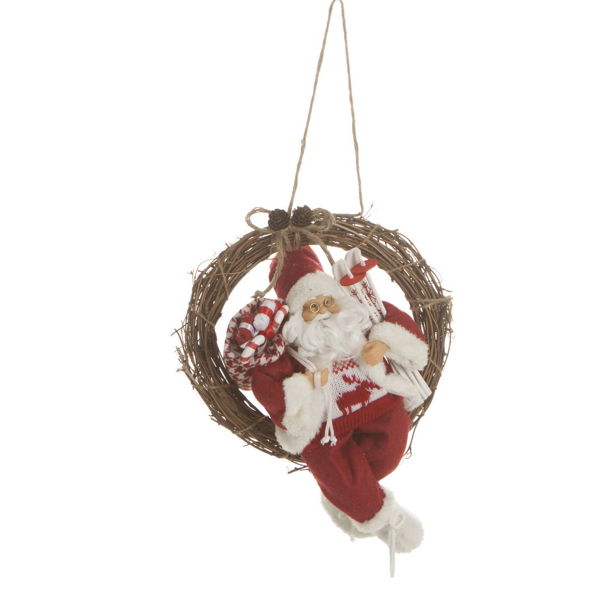 Couronne Père Noël 30cm Velours Rouge - Feeric Lights & Christmas