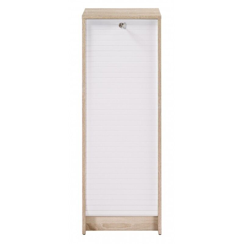Classeur Rideau Beaux Meubles Pas Chers 5 Niches Chêne Blanc L37.8 H103.8 P38.4 Cm