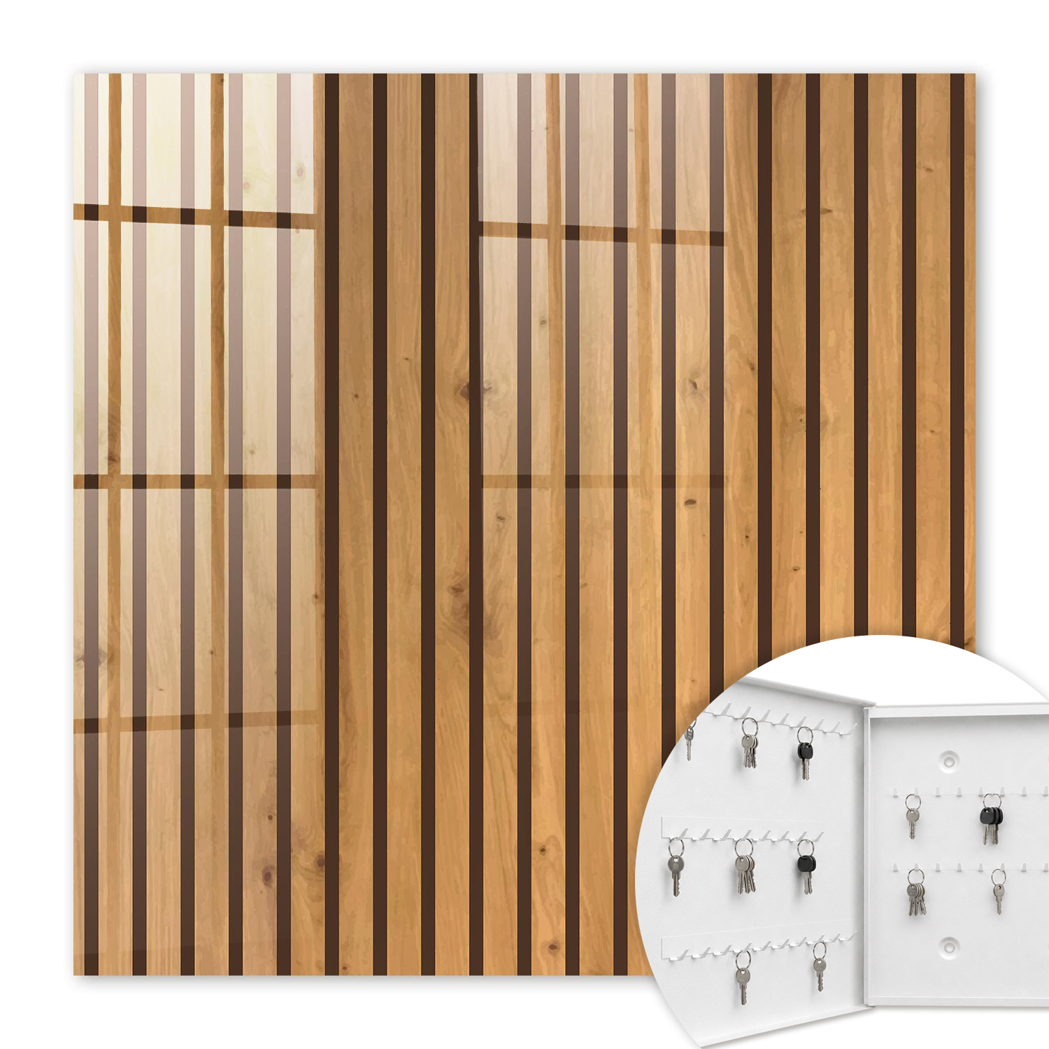 Armoire À Clés - (30 Cm X 30 Cm) - Boîte À Clés Murale - Coffret De Rangement Pour Clés - Couleur Blanche - Ouverture Vers La Gauche - Pour Maison Et Bureau - Mur En Bois