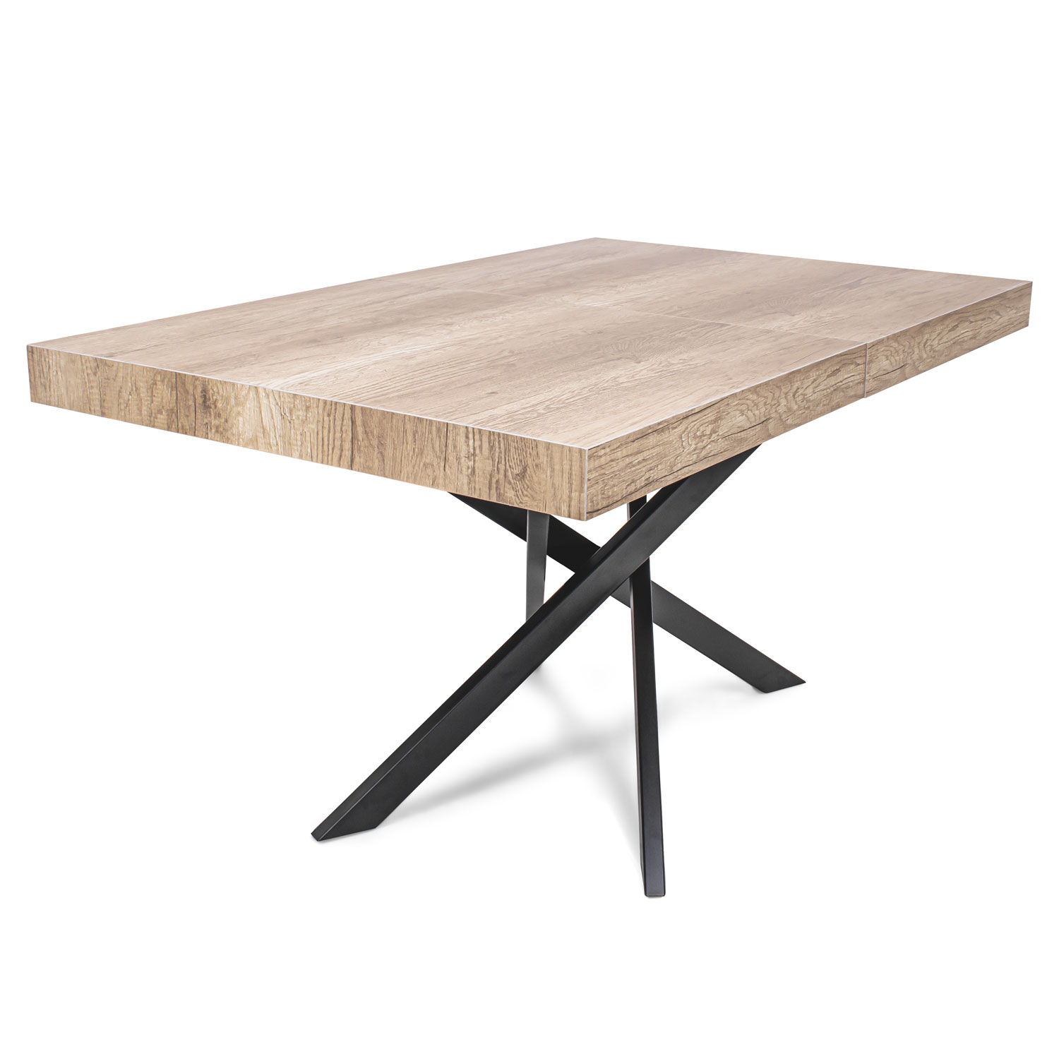 Figaro - Table Extensible Avec Pieds Croisés 140(220)x90 Cm, Bois Rustique