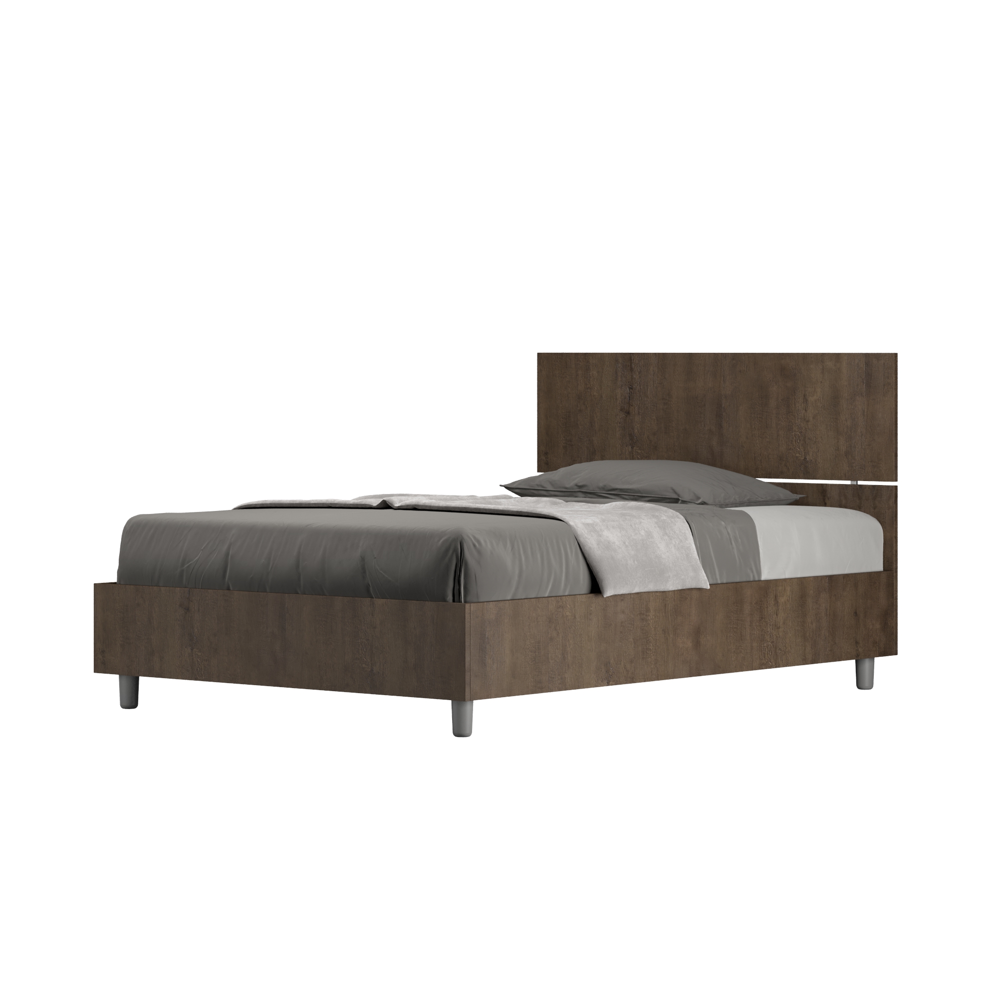 Lit 1 Place Et Demi Coffre 120x190 Tête De Lit Droite Noyer Demas