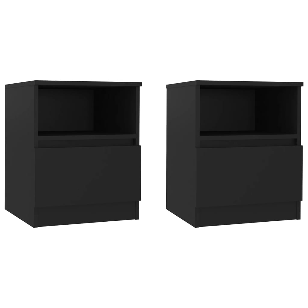Lot De 2 Tables De Chevet Avec Tiroir Et Compartiment Ouvert 40 X 40 Dec035572