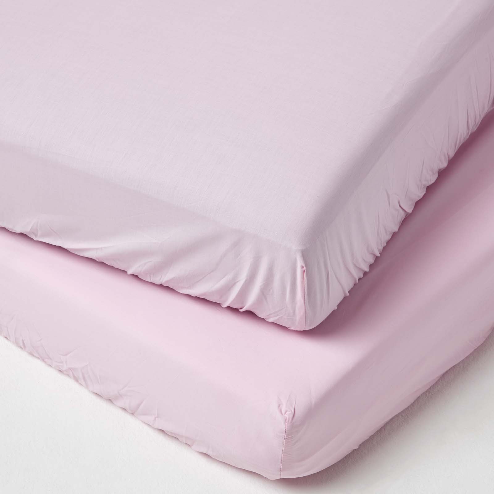 Lot De 2 Drap-housse Bébé 60x120cm Rose Coton Égyptien 200tc Homescapes