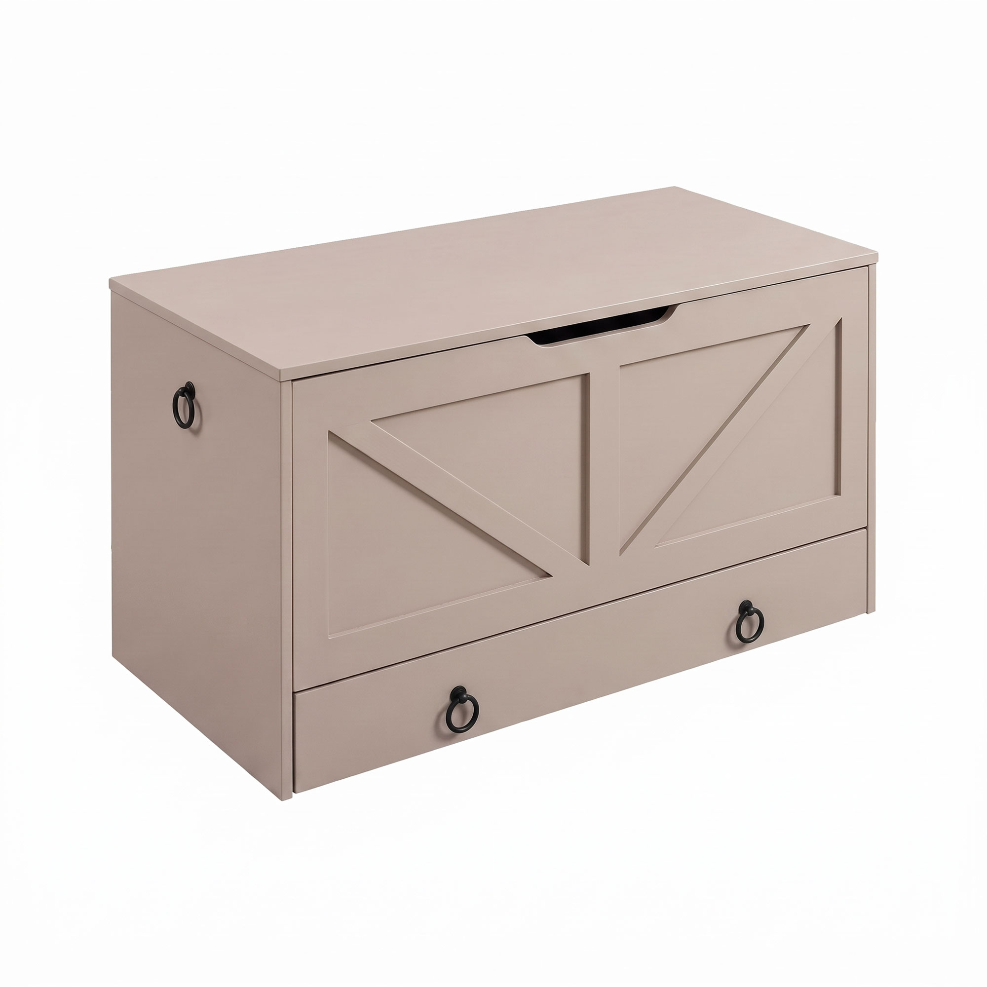 Kura - Coffre De Rangement 100x50x40 Cm Porte-objets Avec Charnières De Sécurité Et Commode En Bois Taupe