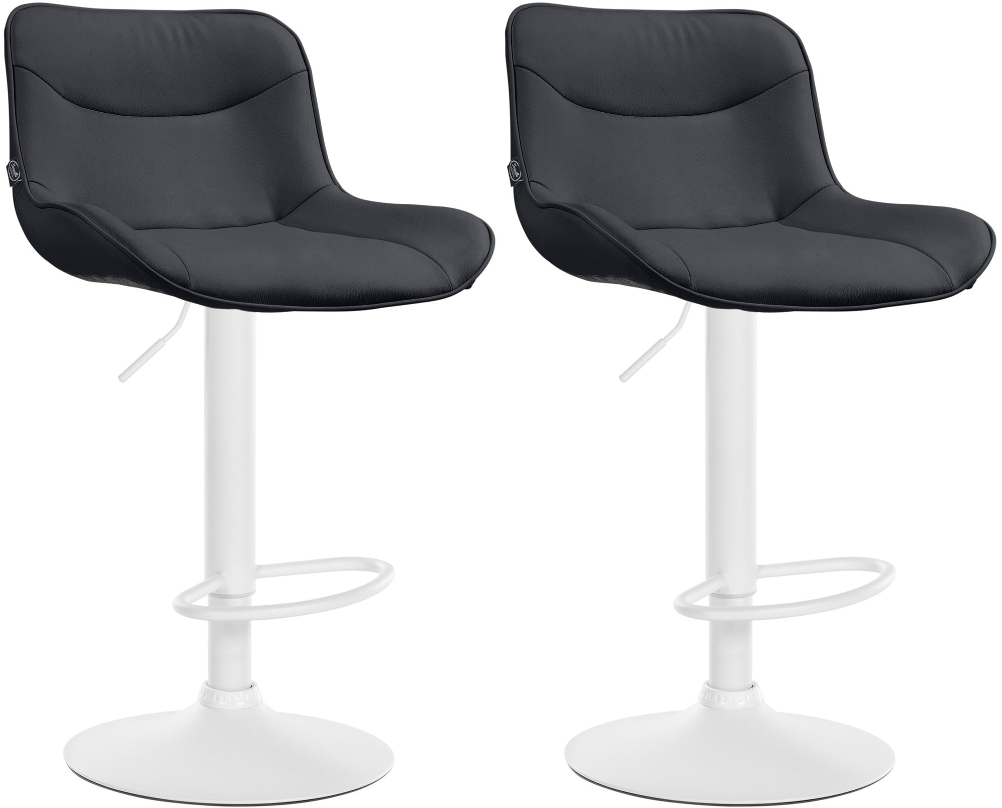 Lot De 2 Tabourets De Bar Vonore Simili Cuir Blanc Noir