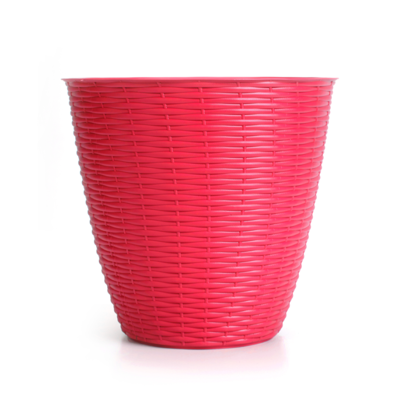 Pot De Fleurs 'paglia' En Plastique - Rouge Corail - D 24 X H 22,3 Cm - Livraison Gratuite