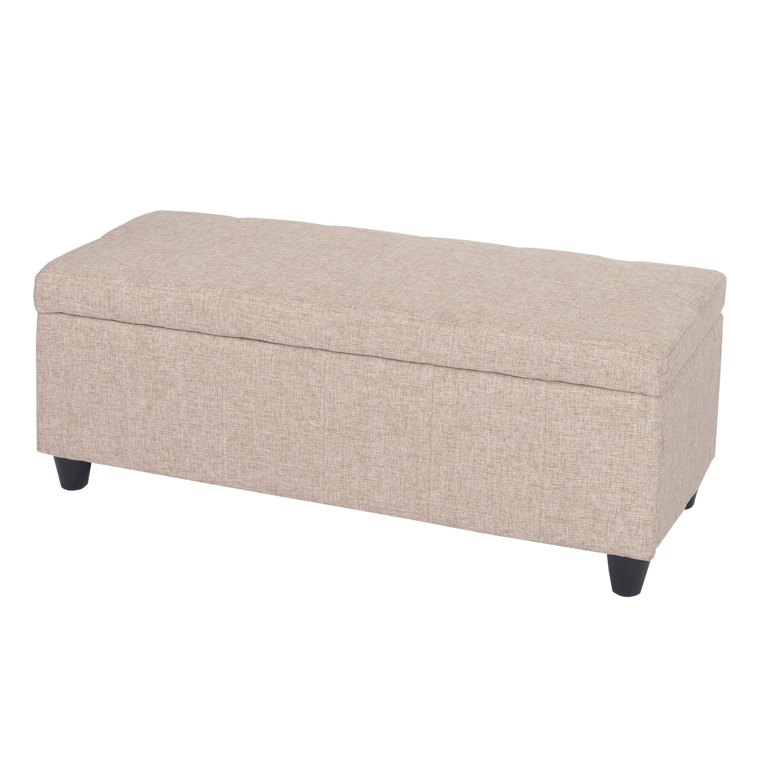 Banquette Coffre De Rangement Avec Assise Rembourrée 45 X 114 X 45 Cm En Tissu Beige 040011490