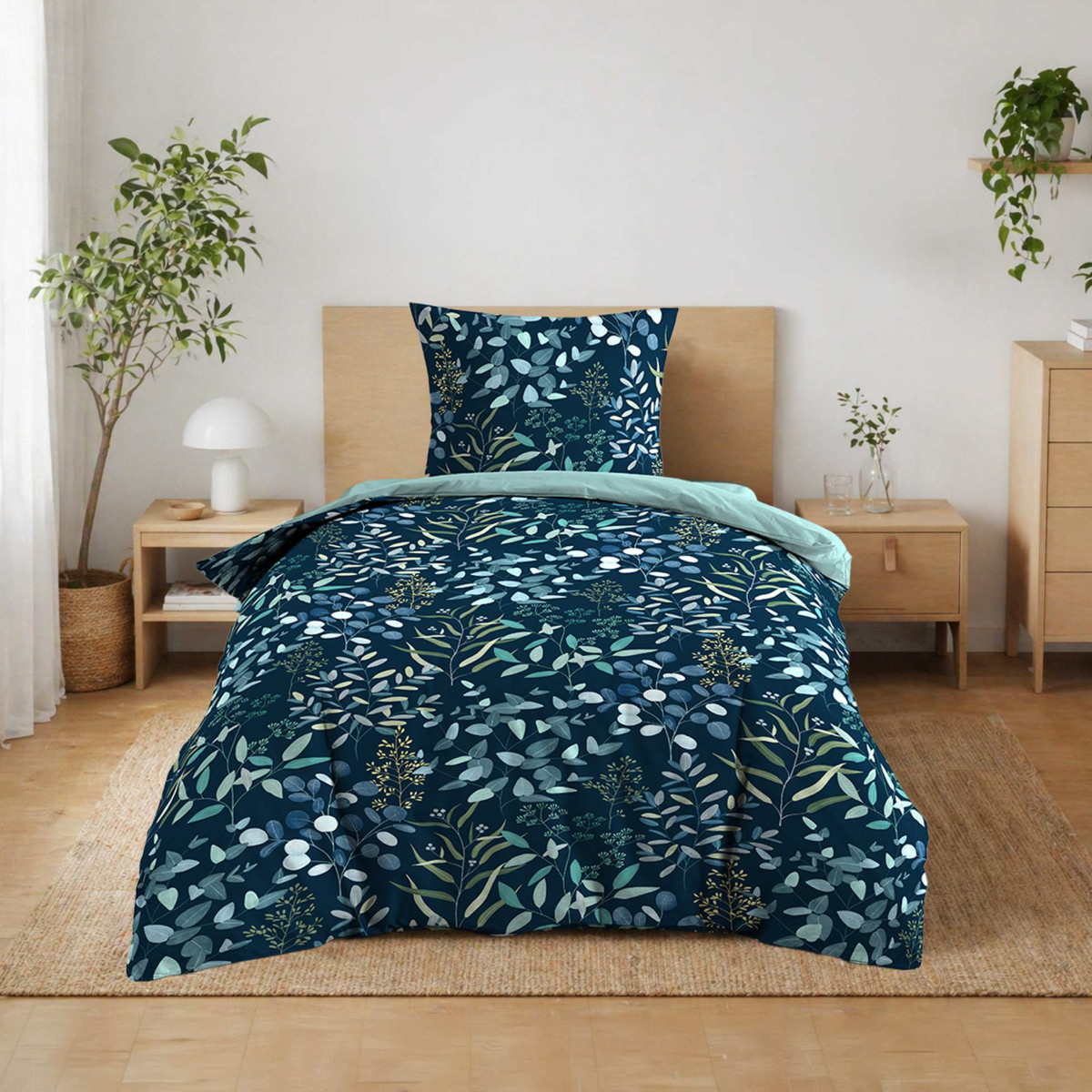 Parure De Lit 2 Pièces "stacy" 140x200cm Bleu
