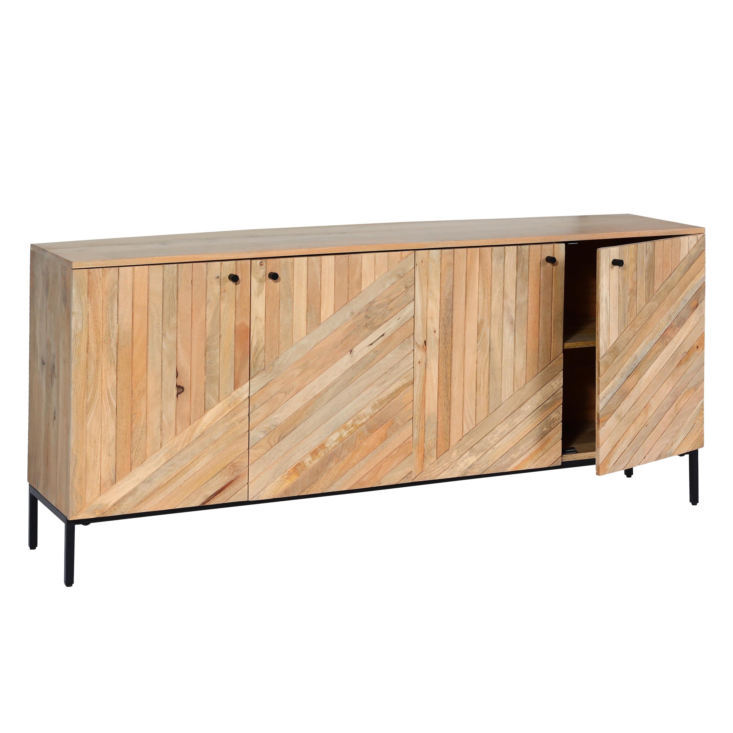 Buffet Avec 4 Portes Et 4 Étagères Bois De Manguier 79x176x42 Cm 04_0005990