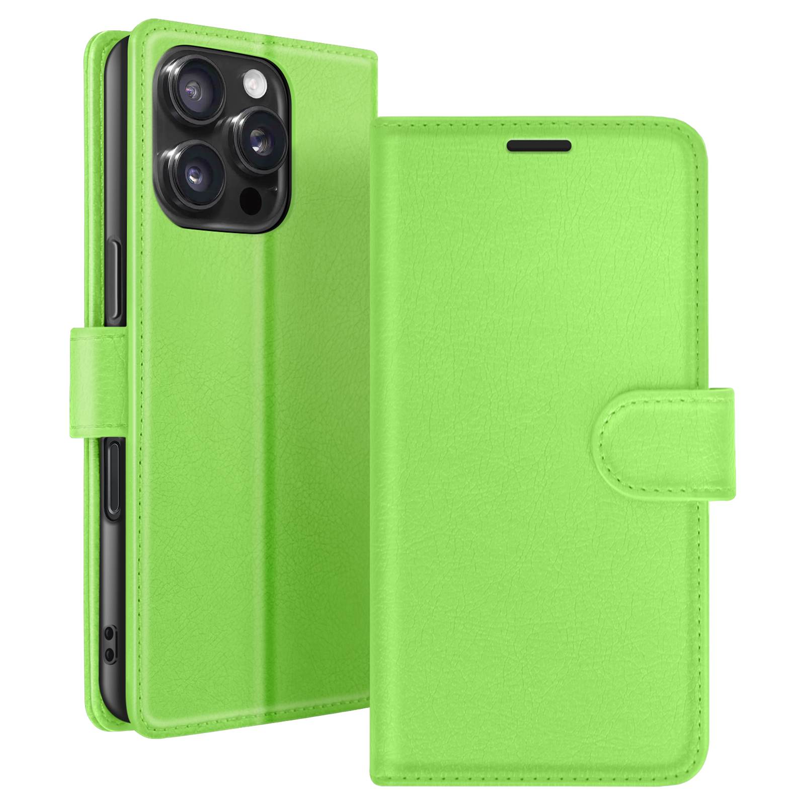 Étui Portefeuille Pour Iphone 16 Pro Max Avec Support Et Languette Magnétique Vert Zanaé