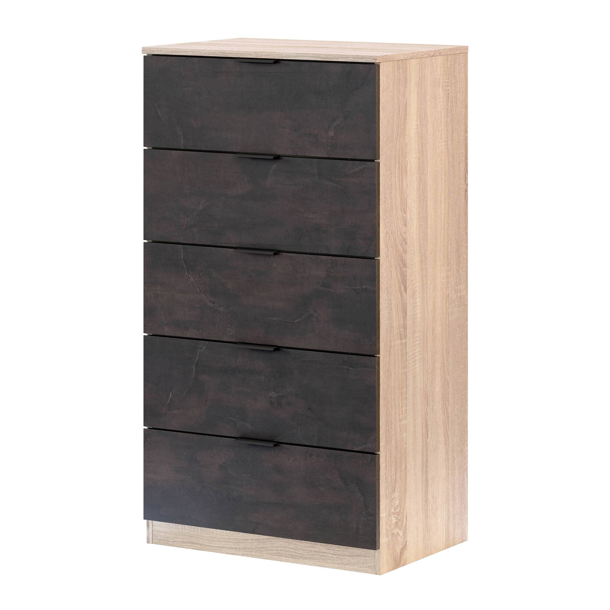 Commode Effet Bois Beige, Anthracite 60x40 Cm