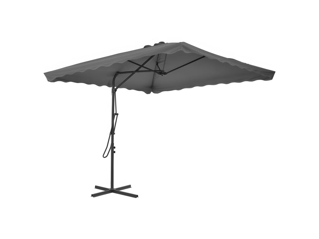 Parasol D'extérieur Avec Mât En Acier 250 X 250 Cm Anthracite 02_0008187