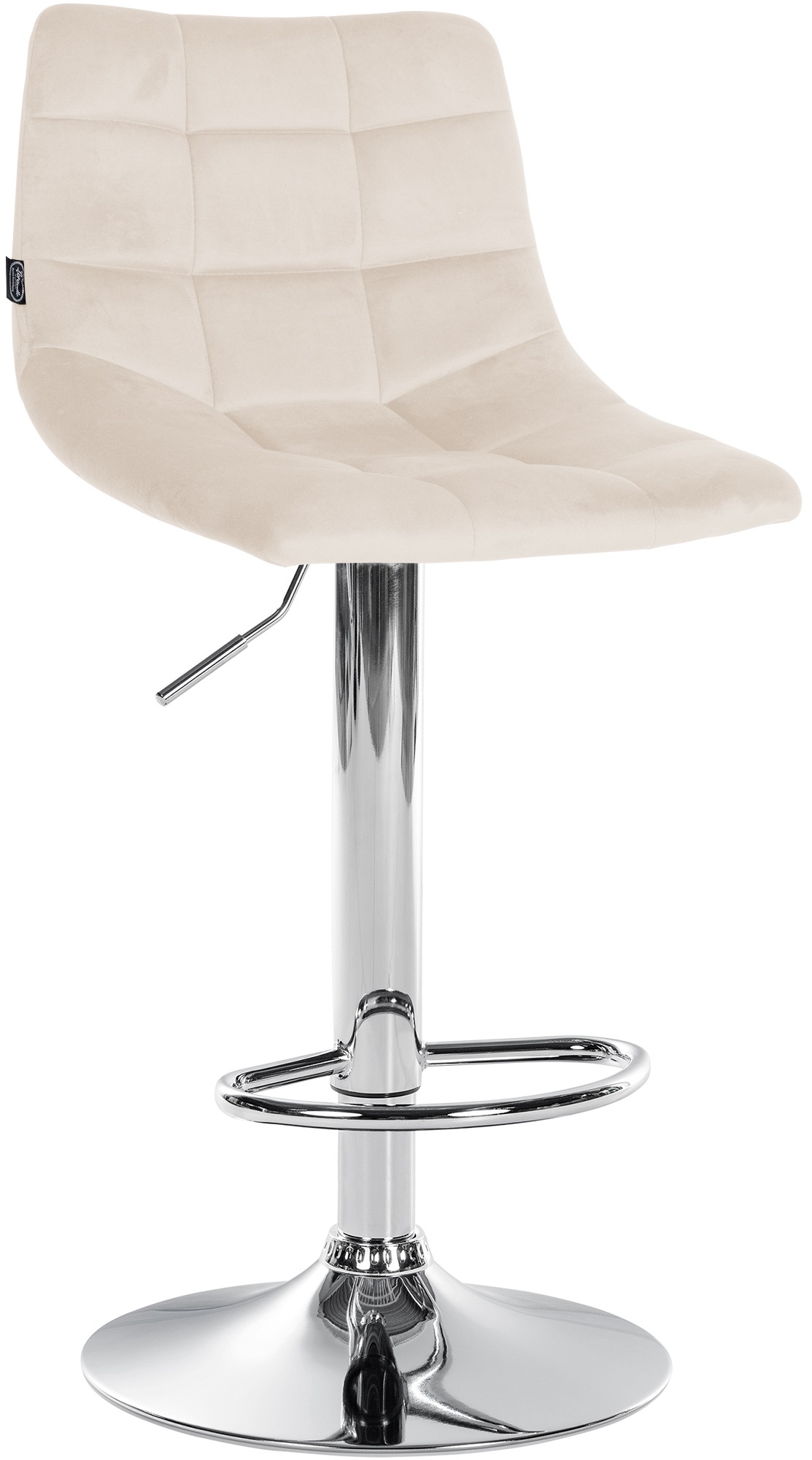 Tabouret De Bar Jerry Velours Chrome Crème