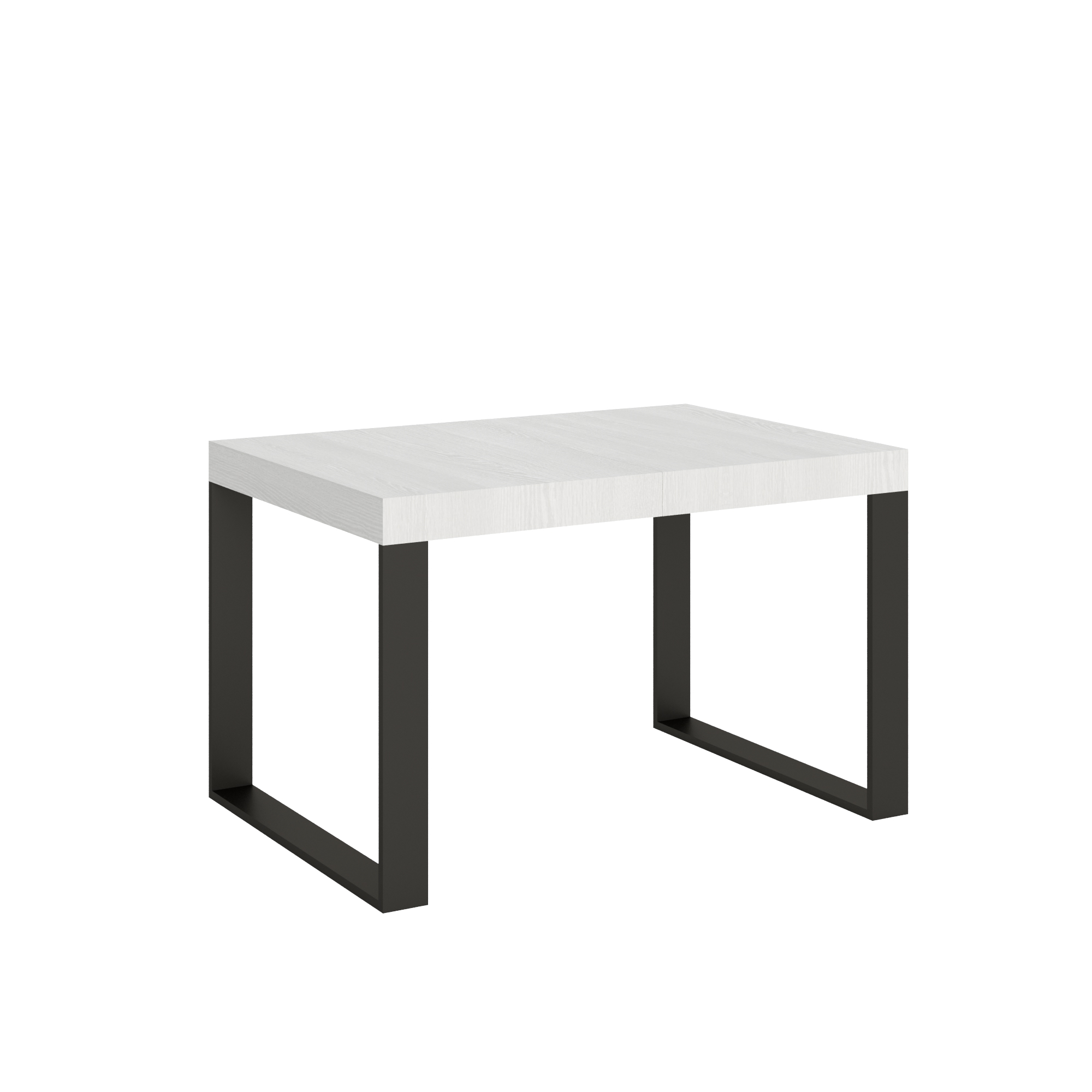 Table Extensible 120/380x90 Cm Tecno Frêne Blanc Pieds Anthracite