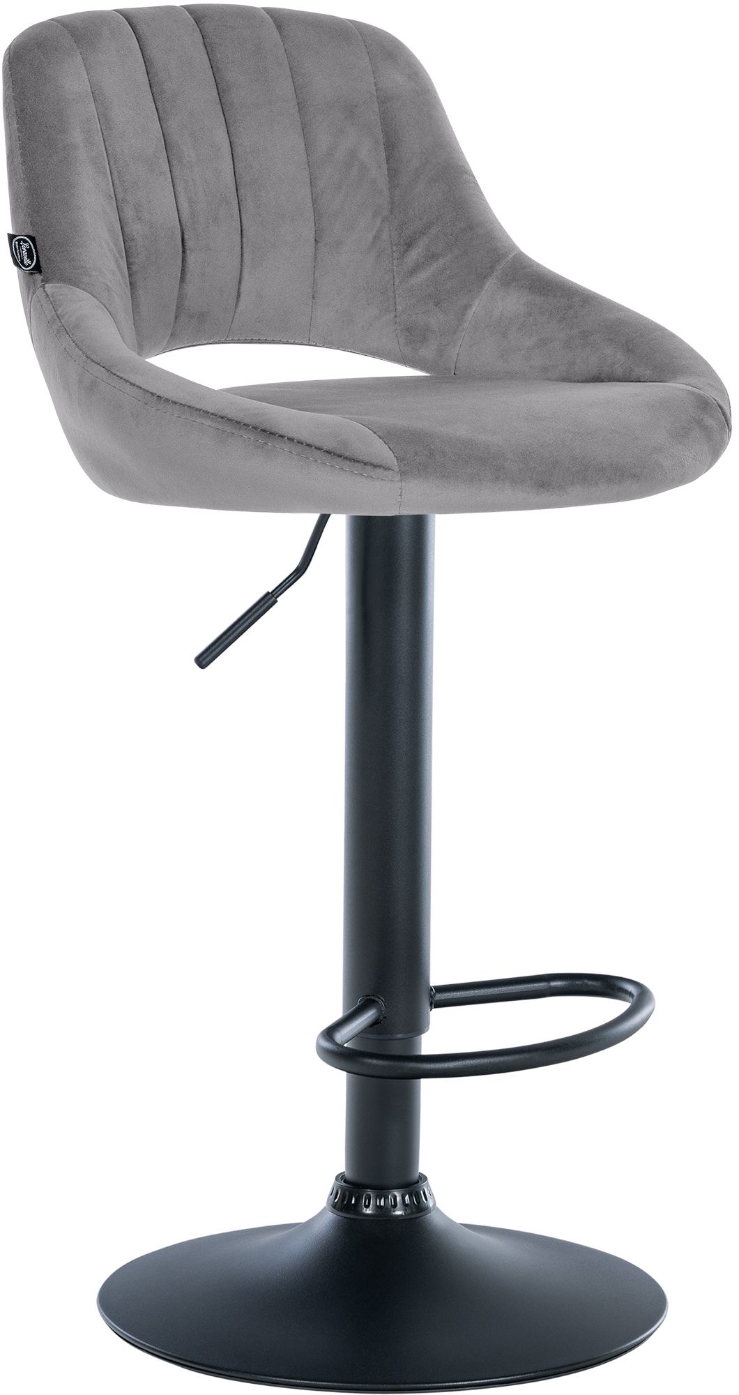 Tabouret De Bar Milet Velours Noir Gris Foncé