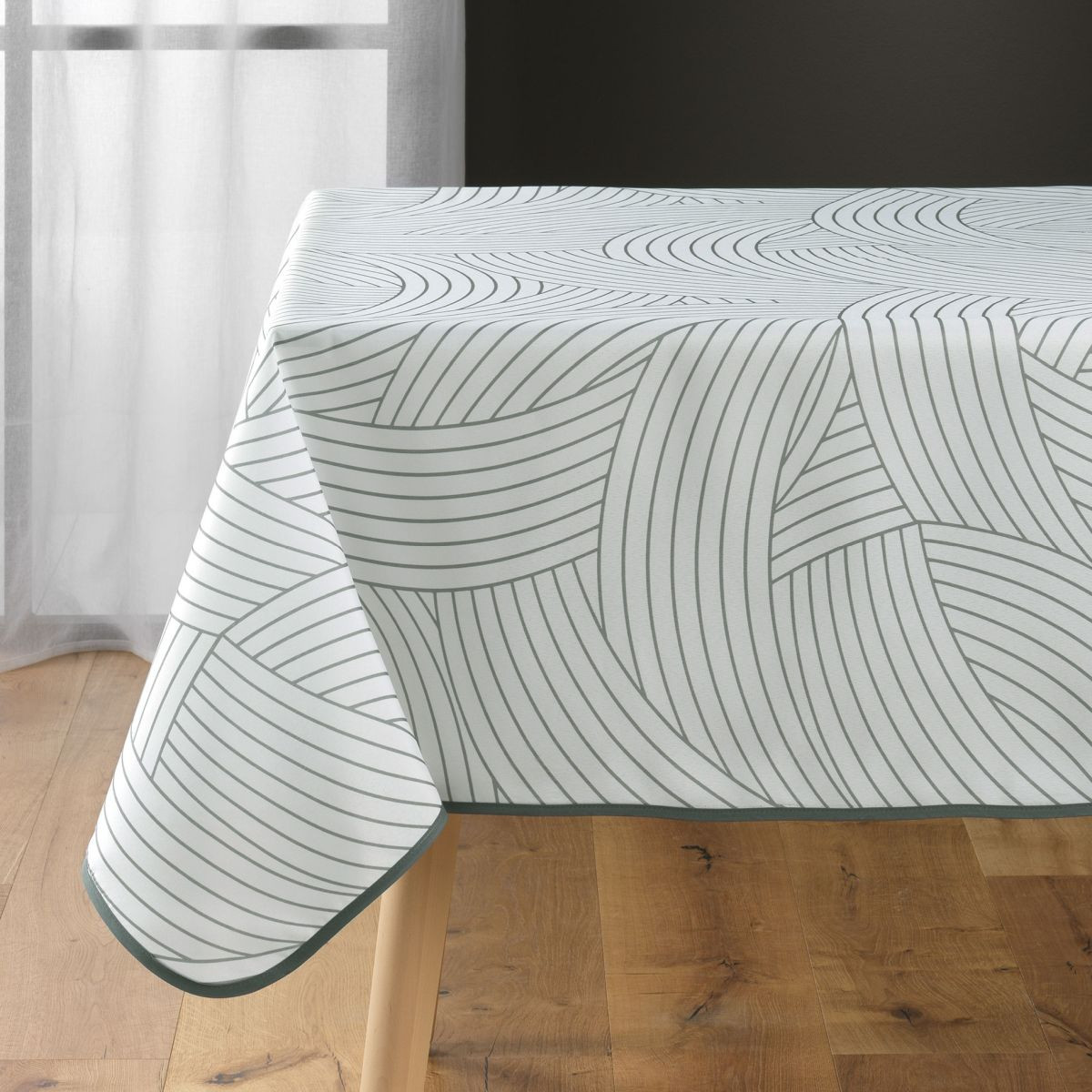 Nappe Antitache Imprimé "linea" 150x150cm Blanc